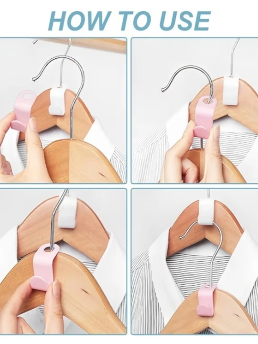 50 PCS Space Saving Hanger - Clothes Connector Hooks, Stacking Space Saver